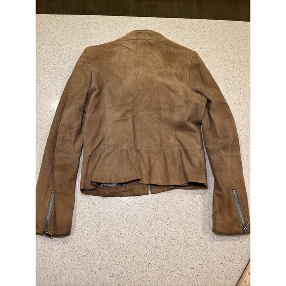 Elie Tahari Lamb Suede Brown Jacket Size Small - Picture 6 of 8
